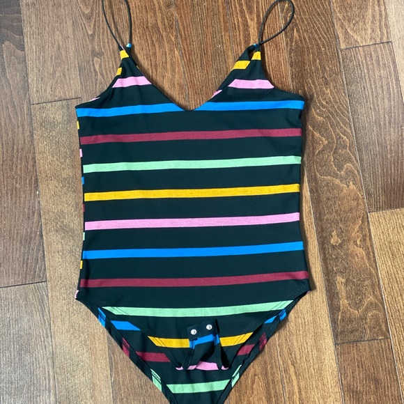 Gaze striped tank bodysuit, XS - Picture 1 of 7